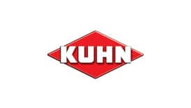 Logo officiel KUHN : Machinerie agricole innovante. Logo de la marque de machinerie agricole KUHN. Texte blanc "KUHN" centré dans un losange rouge vibrant sur fond blanc.
